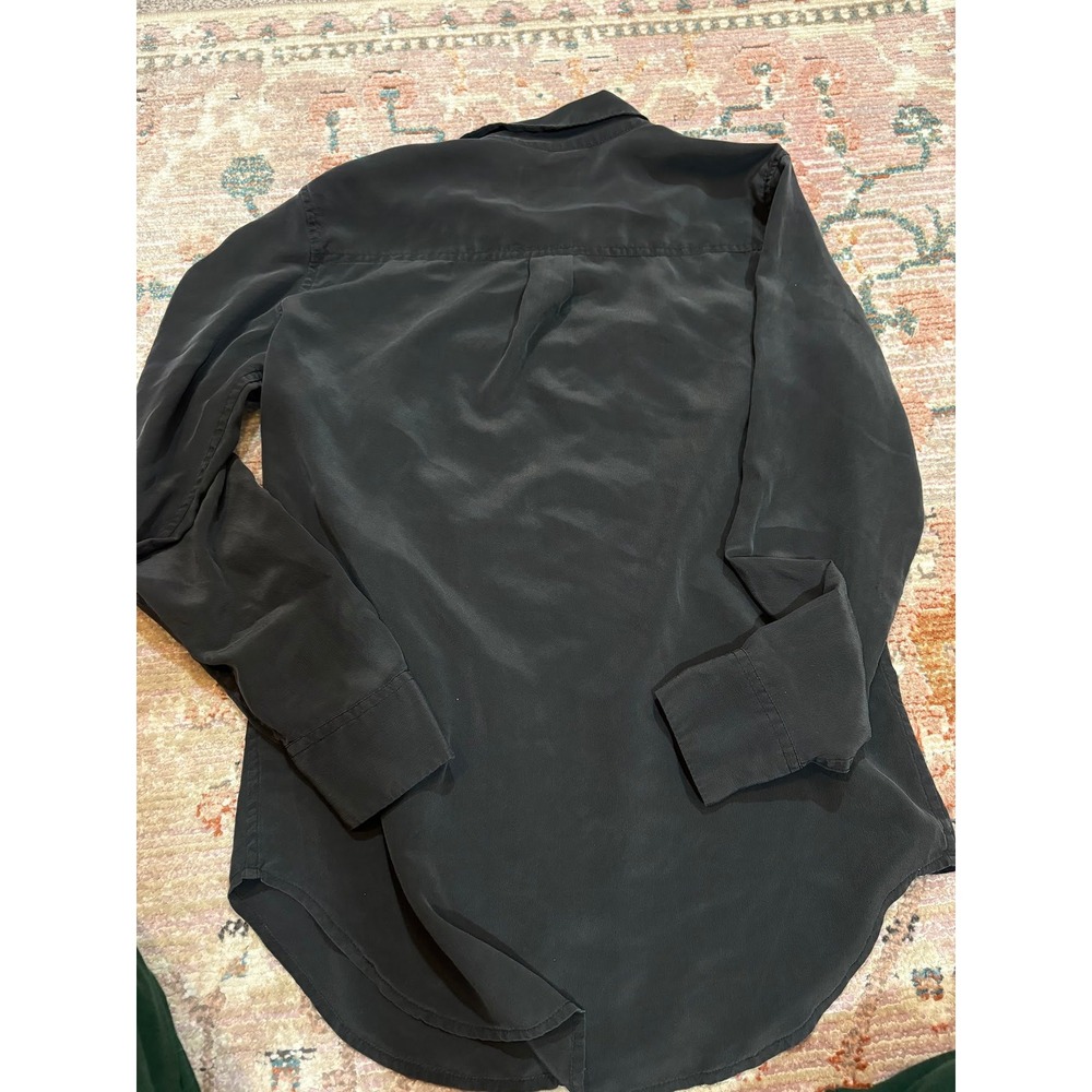 Equipment Femme Slim Signature Silk Shirt Black Button Down Small - Picture 3 of 5